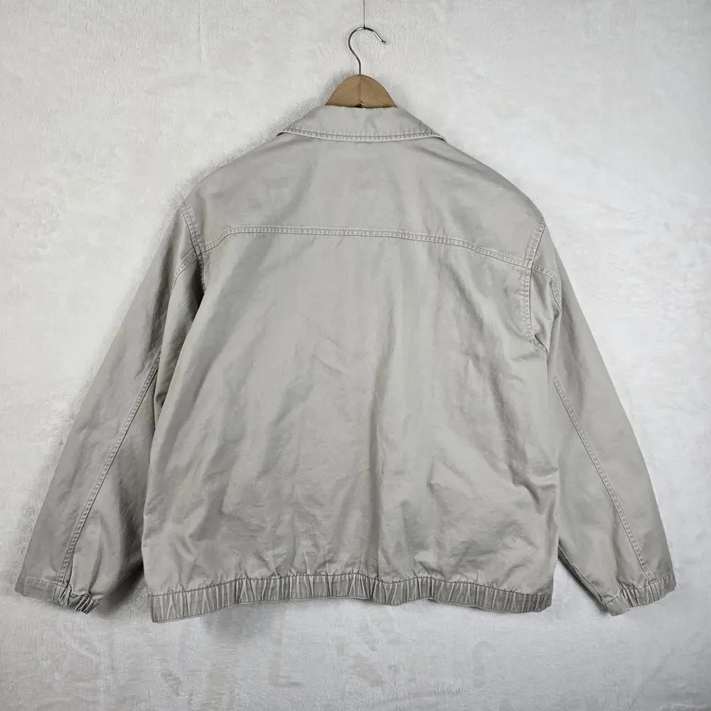 Vintage Chaps Ralph Lauren Beige Khaki Bomber Jacket Size XL 90s Phone Pocket